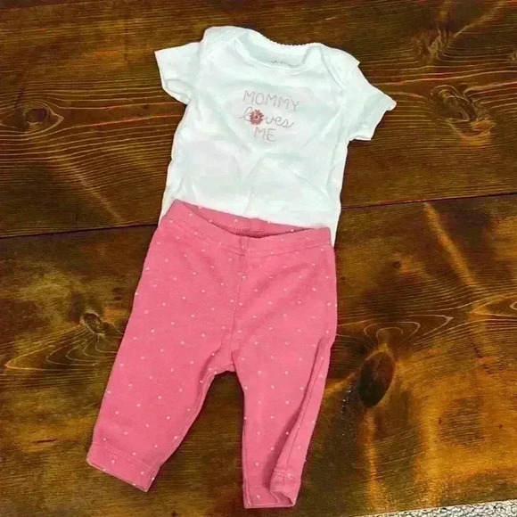 Baby Girl Outfit | 0-3 Month Onesie and Pant Set - Picture 1 of 8